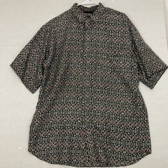 Colore Italia Silk Shirt, Short Sleeves, Hidden Buttons, Oversized Medium - Picture 1 of 10